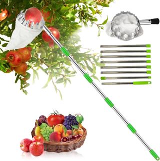 Anyingkai Cueille Fruit telescopique,Ramasse Pomme,Cueilleur de Fruits Amovible,Ramasse Noisette,Cueille Cerise,Ramasse Pomme, Outil Cueillette Jardin Arbre Poires Pêches cueille Fruit(4.2m)