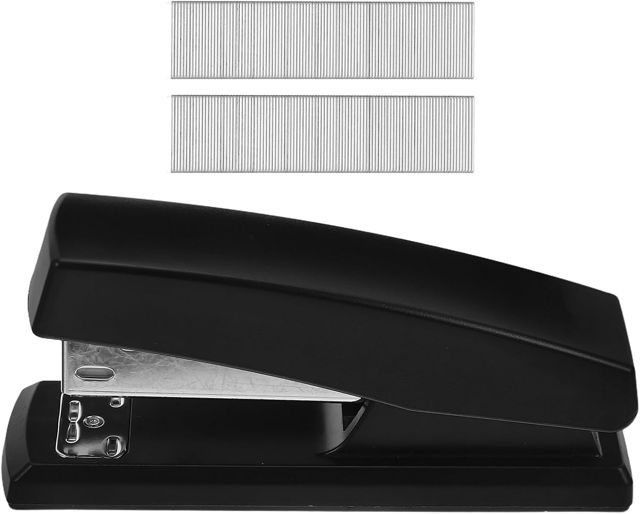 Métal Agrafeuse de Bureau avec Poignée Ergonomique Noire