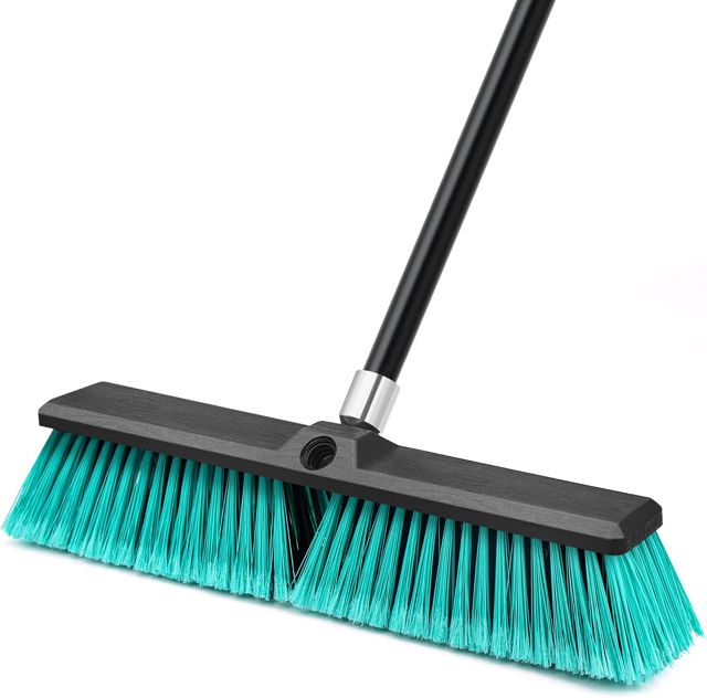 TidyBliss 45 cm Balai Brosse Exterieur, Grande Brush Commerciale à Poils Durs avec Manche Long de 160 cm pour Garage, Atelier, Jardin, Cour, Terrasse, Rue, Entrepôt, Pelouse, Allée (Vert)