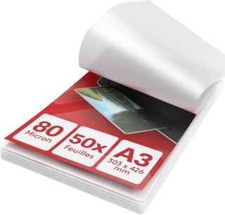 ACROPAQ Feuilles plastifieuse MIX - Différentes tailles, 80 mic, 100 pochettes (20 x A4, A5, A6, 40 x A8), Finition brillante, Coins pré-arrondis - Papier plastifieuse A4, Pochette a plastifier