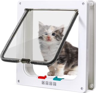 Nobleza - Chatière pour Chat avec Magnétique à 4 Voies, Chiens ou Petits Animaux Contrlable Verrouillable Facile à Installer, Porte pour Animaux de Compagnie pour Chats et Petits Chiens (Blanc, L)