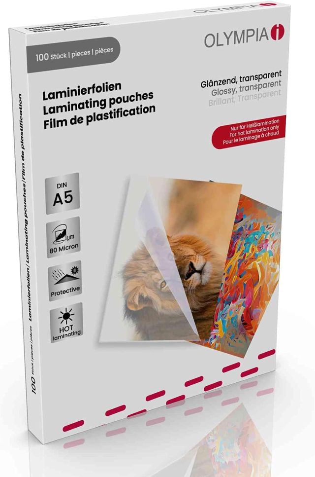 Olympia Pochettes de plastification à chaud, DIN A4, 125 microns, 100 pochettes tansparentes