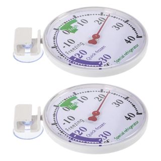 Angoily Thermomètres à Réfrigérateur 2 Pièces en Plastique Réutilisable Blanc Double Fonctionnalité et Haute Durabilité Cuisine Domestique et Supermarché