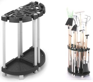 Variable Outils de jardin Support en plastique solide dans noir/gris. Partie Bar comme d'angle ou murale Solution. Pour de Nombreux Appareils, comme Balai, Pelle, Râteau, etc. Dimensions : 73 x 37,5 x 77,5 cm