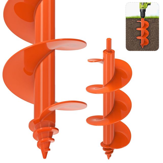 SELEWARE Foret hélicoïdal pour plantation – Foret tarière de jardin robuste de 10,2 x 30,5 cm, convient aux perceuses hexagonales de 9,5 mm – Outil de plantation d'ampoules, de poteaux de tarière pour