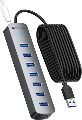 Yottamaster Hub USB 3.0 à 7 Ports avec câble de 100 cm pour Ordinateur de Bureau, répartiteur USB en Aluminium, Adaptateur multiport 5 Gbit/s avec Port USB-A pour PC, Ordinateur Portable 5 V 3 A