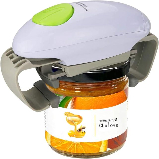 Chulovs - Ouvre-bocal électrique - gadget de cuisine solide et robuste pour bocaux scellés - ouvre-bocal automatique mains libres avec moins d'efforts pour ouvrir (Blanc)