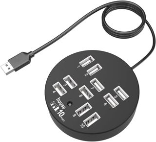 Hub USB 2.0 à 10 Ports, Répartiteur Multiport pour Ordinateur noir