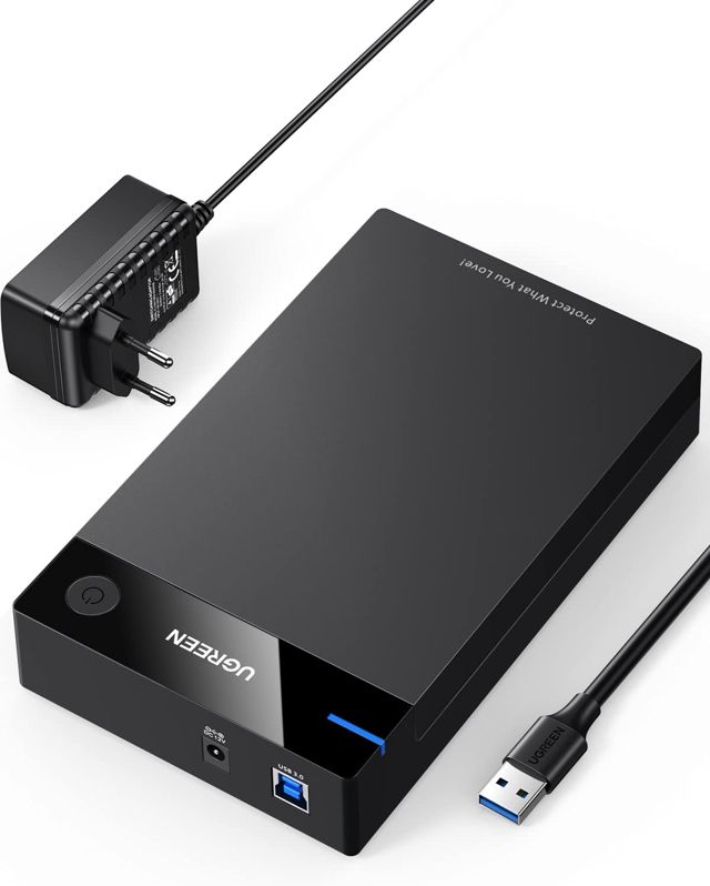 UGREEN Boîtier Disque Dur 3,5 2,5 SATA Disque Dur 3,5 2,5 Pouces HDD SSD 5Gbps