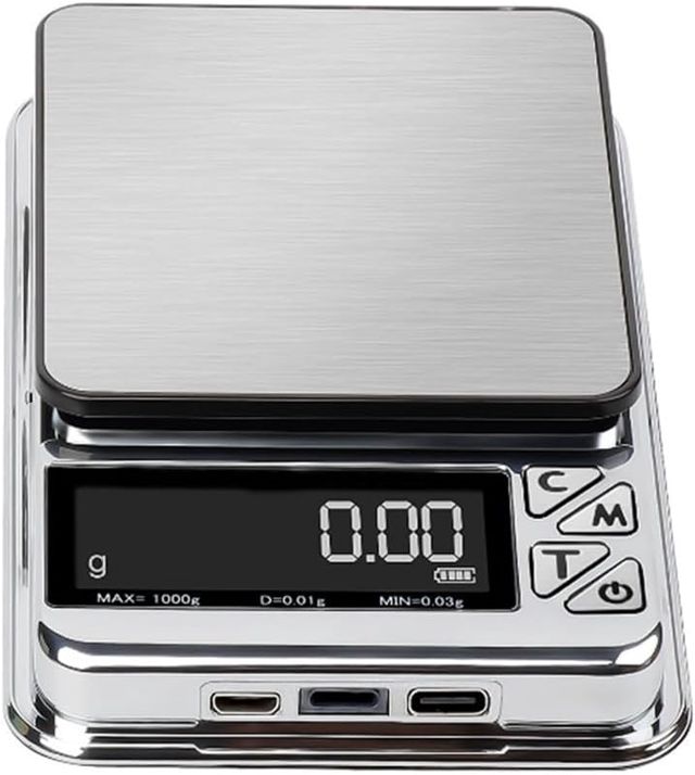 S-cale Mini balance de cuisine 200 g/0,01 g en acier inoxydable haute précision Balance de cuisine numérique portable Batterie rechargeable USB Poche S-cale