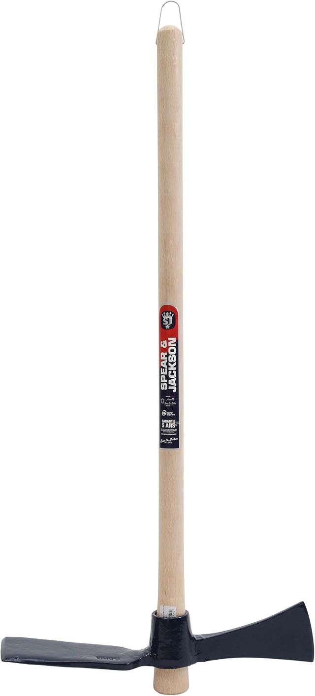 Spear & Jackson – Pioche-Hache 2,5 kg – Manche hêtre 110 cm certifié PEFC – Tête en Acier forgé trempé – Travaux de terrassement & fendage