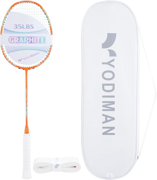 Raquette Simple Badminton Professionnelle YODIMAN - Cadre Double Carbone (Graphite 46T & Fibre de Carbone), Ultra-Légère pour Performance Exceptionnelle - Badminton Racket