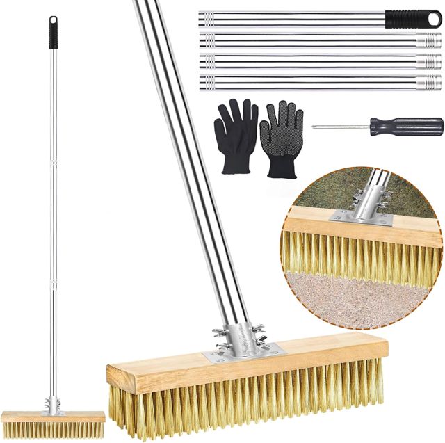 Balai Métallique Robuste Manche Télescopique 150cm Brosse 40cm Acier