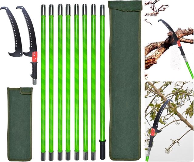 Scie à élagage Surmount Way 8,4 m longueur réglable, ensemble d'outils de jardin, paume haute capacité avec étui, coupe proprement et rapide pour les branches hautes