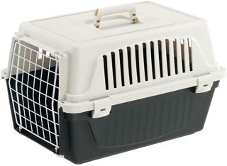 Ferplast Caisse de Transport Chat, Cage de Transport pour Chiens Petits et Chats jusqu'à 5 Kg, Porte en Fer Plastifié, Fentes d'Aération, 32,5 x 48 x h 29 cm, Boite Panier Transport ATLAS 10 EL, Noir