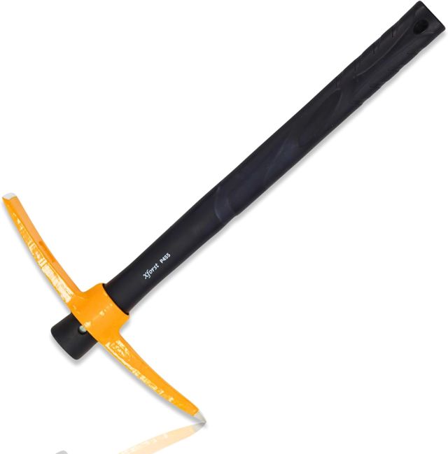 Xforst Mini Pioche de Jardin X-PF45N – Pioche 2-en-1 pour Camping, Jardinage, Prospection – Tête en Acier Forgé & Manche en Fibre de Verre – 38,5 cm – Outil Compact & Robuste