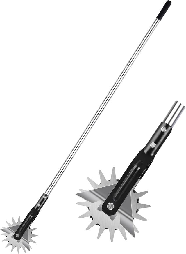 YEELOR Coupe-bordure rotative manuelle, Débroussailleuse Taille Bordure, 3 sections solides en acier inoxydable avec poignée rembourrée - Longueur : 147 cm
