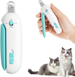Coupe Griffes Chat avec Trou 3 Tailles Réglable Lime à Ongles Cachée | Sûr Anti-éclaboussures Coupe Ongle Chat pour Chatsons Chats Intérieurs Toilettage Maison (Bleu)