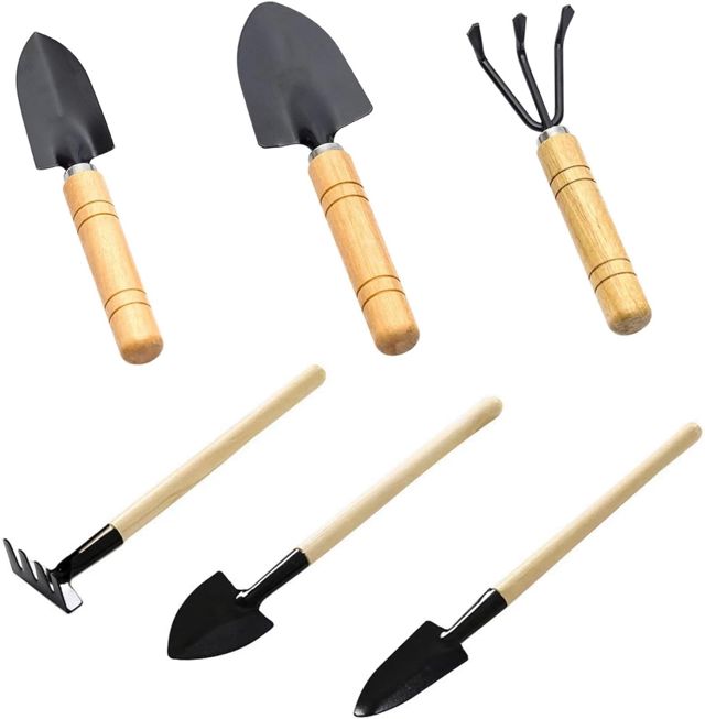 Mini outils de jardinage,6 pièce petits outils de jardin,mini pelle et râteau pour plantes,accessoires jardinage miniatures,pour Planter des Fleurs,Repiquer