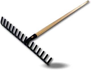 Kibros Rateau 16 Dents recourbées Manche 150 cm Bois tête Acier 40 cm