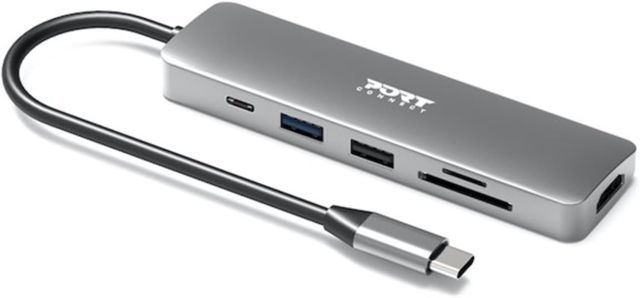 PORT DESIGNS Hub USB-C 6 en 1, Station d’Accueil HDMI 4K 60 Hz, Charge PD 100W, USB-A 3.2 Gen 1 5 Gbit/s, USB-A 2.0, Lecteur Carte SD et Micro SD, Aluminium, Windows et Mac