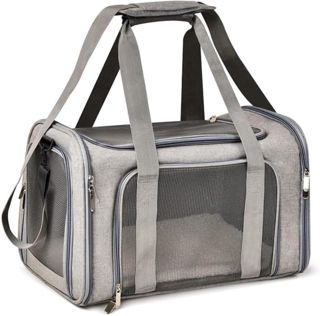 Miawouf Grand Sac Transport Chat, Sac Transport Chien, Caisse de Transport Chat avec Bandoulière Réglable, Matelas Chat et Petit Chien 51cm*33cm*33cm (Large), jusqu'à 8KG