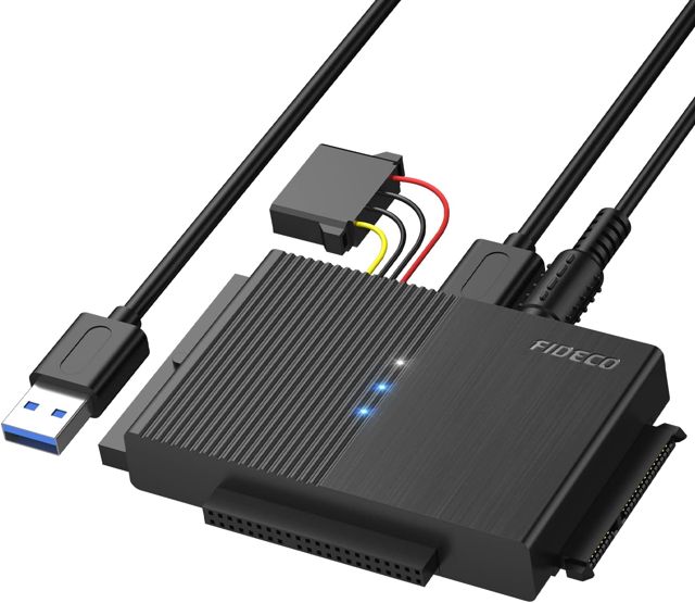 FIDECO Adaptateur Disque Dur SATA et IDE, USB 3.0 pour 2.5"/ 3.5" HDD/SSD