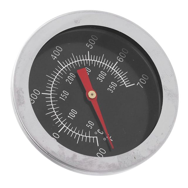 Walfront Thermomètre de Four en Acier Inoxydable pour Barbecue, Jauge de Température pour Barbecue, Grand Cadran de 52 Mm, Filetage M8, 100 à 700 F, Lecture Instantanée Analogique pour la Cuisine, la