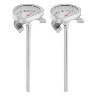 POPETPOP Thermomètre à Huile Chaude pour Friture 2pcs en Acier Inoxydable avec Sonde 10cm et Support Cuisine Professionnelle et Maison, Facile à Nettoyer