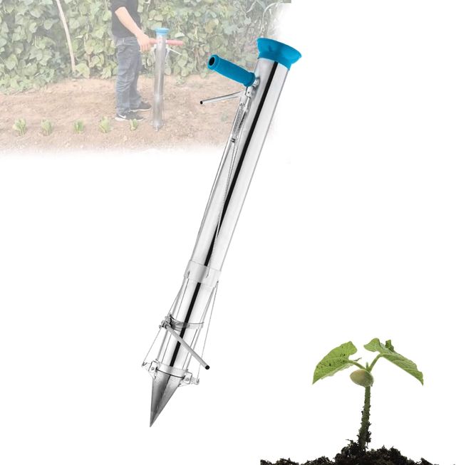 Planteuse De Bulbes, Repiqueuse Semis À Main, Acier Inoxydable Plantoir Jardin Plantoir avec Manche Éponge Peut Vous Aider À Planter Vos Semis De Tulipes Tomates Etc