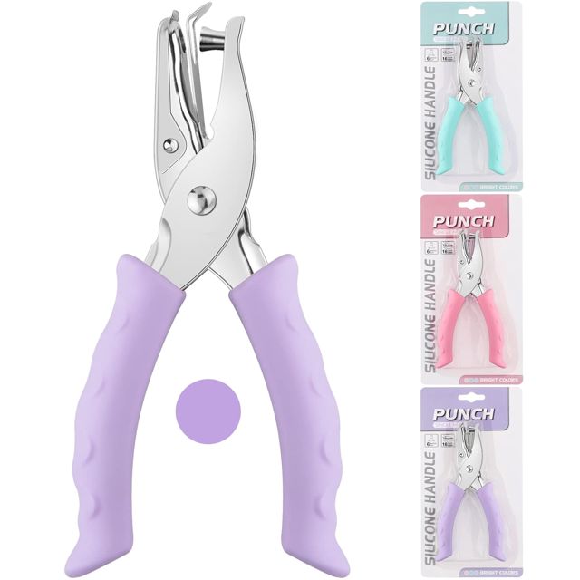 NEBURORA Perforatrice, Perforatrice Rose à Un Trou en Métal avec Poignée Souple pour Étiquettes de Bricolage, Outil de Scrapbooking de Billets de Vêtements, 3 Options de Couleurs