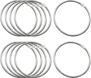 OMJMYY Lot de 10 Anneaux de Reliure,Grand Anneau en Métal Polyvalent,Anneau de Classeur,80 mm Anneaux Rideau à Ouvrir pour Rideau de Douche Porte-clés T-Shirt Sac Scrapbooking DIY