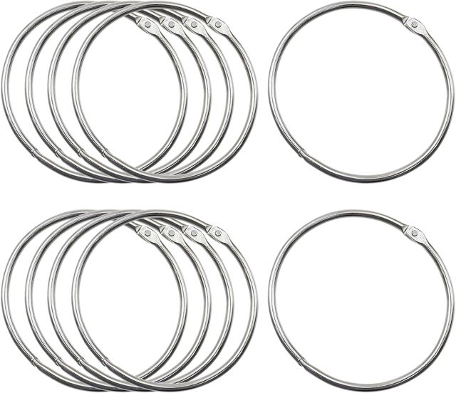OMJMYY Lot de 10 Anneaux de Reliure,Grand Anneau en Métal Polyvalent,Anneau de Classeur,80 mm Anneaux Rideau à Ouvrir pour Rideau de Douche Porte-clés T-Shirt Sac Scrapbooking DIY