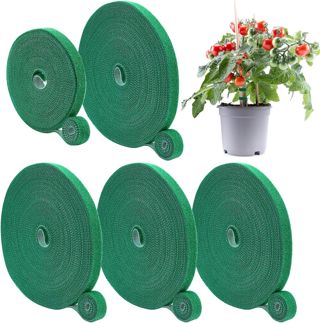5 Rouleaux de Ruban en Nylon,Vert Fixation Réutilisable Liens Attache Auto Agrippante,5m/10m de Ruban Adhésif Ajustable,Résistant Aux Intempéries,Pour Plantes,Arbres