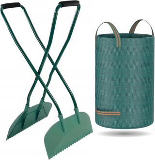 Generisch Ramasse-feuilles avec manche ergonomique 95 cm avec sac de jardin gratuit de 272 l – Ramasse-feuilles de jardin pour feuilles, herbe et déchets de jardin