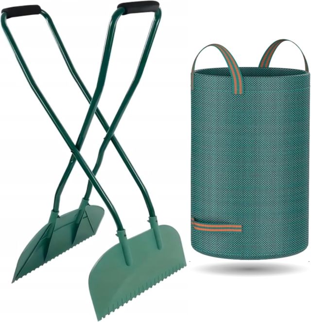 Generisch Ramasse-feuilles avec manche ergonomique 95 cm avec sac de jardin gratuit de 272 l – Ramasse-feuilles de jardin pour feuilles, herbe et déchets de jardin