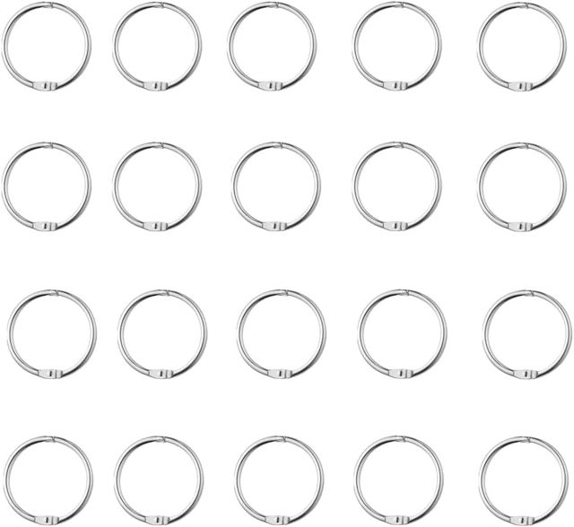 20 Pcs Anneaux de Reliure 25mm Anneaux Articulés Métalliques