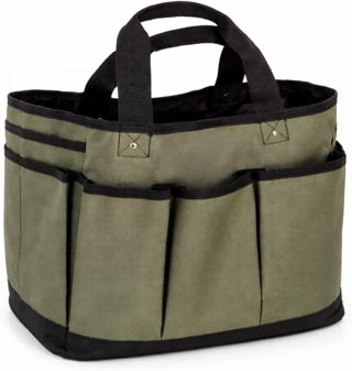 Linxor - Panier, Sac de Rangement Pliable pour Outils de Jardinage, de Nettoyage avec Poches - Tissu Oxford 600D - Vert