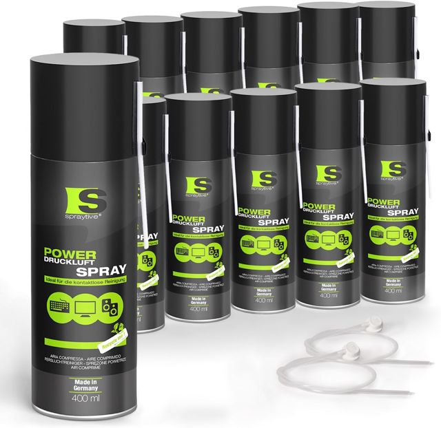 24 x 400 ml Spray Air Comprimé: Air Comprimé Rallonge en de la boîte, pour le nettoyage de clavier, PC/ordinateur, appareil photo - fabriqué en Allemagne