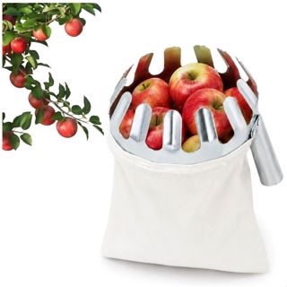 com-four® Cueille Fruits en Métal Ø 15 cm avec Sac