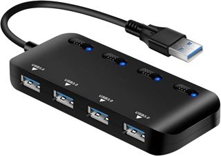 Hub USB 3.0 Multiprise, Multi 4 Ports USB Multiple Ultra Fin avec Voyants de Commutateurs d'alimentation Individuels…