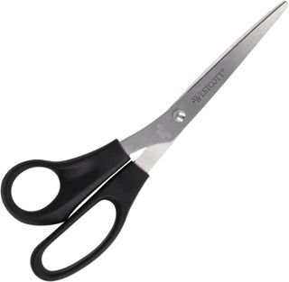 Westcott ciseaux 8" (20,3 cm) noir gaucher | Ciseaux de bureau avec poignées en plastique noir | Lame extra-tranchante, acier inoxydable | E-31182 00