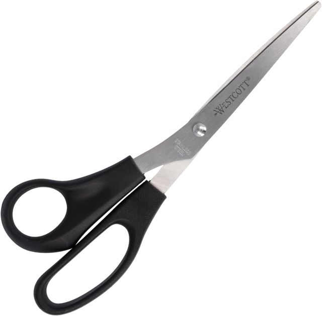 Westcott ciseaux 8" (20,3 cm) noir gaucher | Ciseaux de bureau avec poignées en plastique noir | Lame extra-tranchante, acier inoxydable | E-31182 00