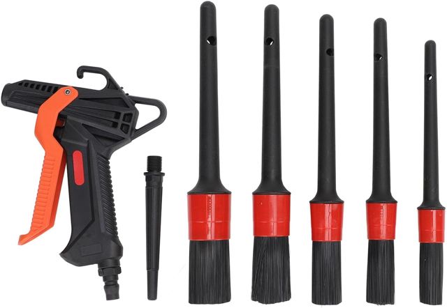 Souffleur de poussière haute pression 5 brosses réglables 80 à 160 psi Poignée confortable longue durée pour le nettoyage intérieur de la voiture Matériau ABS