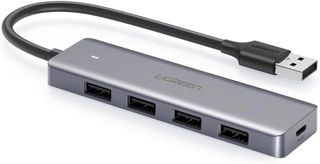 UGREEN CM219-50985B Hub USB 3.0 à 4 Ports avec Alimentation Micro USB, Gris sidéral