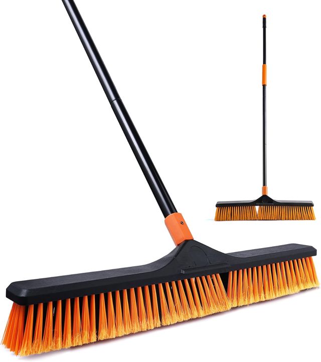 CLEANHOME Balai de jardin, brosse de jardin robuste pour extérieur de 5,8 à 3,8 et 167,6 cm, convient pour les écoles, les usines, le balai de jardin extérieur, brosse de balayage (60 cm)