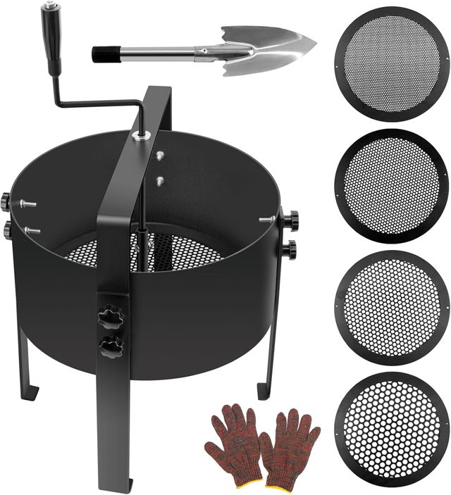 LIROPAU Tamis de terre rotatif pour jardin, tamis à compost