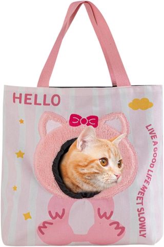 Transporteur pour Chat avec Trou pour Tête Mignon Sac à Main Portable