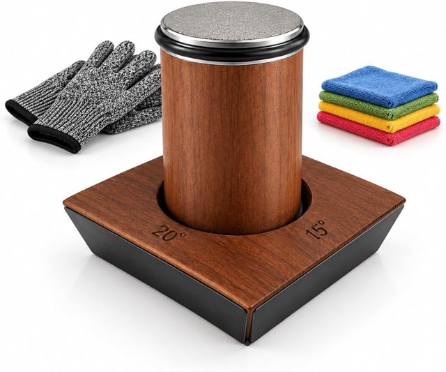Aiguiseur Couteaux Professionnel Roulant à Angle Guidé 15° 18° 20° 22° – Affuteur Couteaux Diamant & Céramique – Couteaux Japonais & Européens – Gants Anti-Coupure + 4 Microfibres