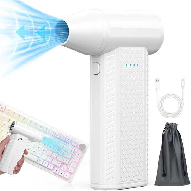 Dépoussiéreur électrique Portable, 130 000 Tr/min, 52 M, Souffleur de Poussière électrique à 4 Vitesses, Chargement USB C pour Clavier D'ordinateur, Extérieur, Voiture, Usage